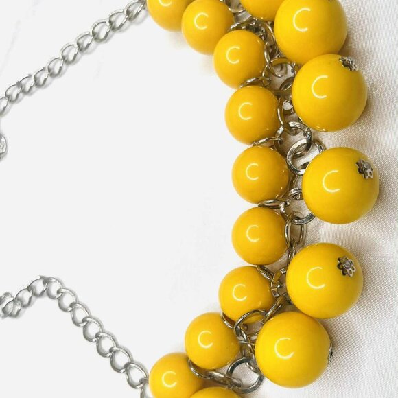 Vintage Yellow Ceramic Bead Necklace – Statement Style, 1990s - Picture 7 of 10